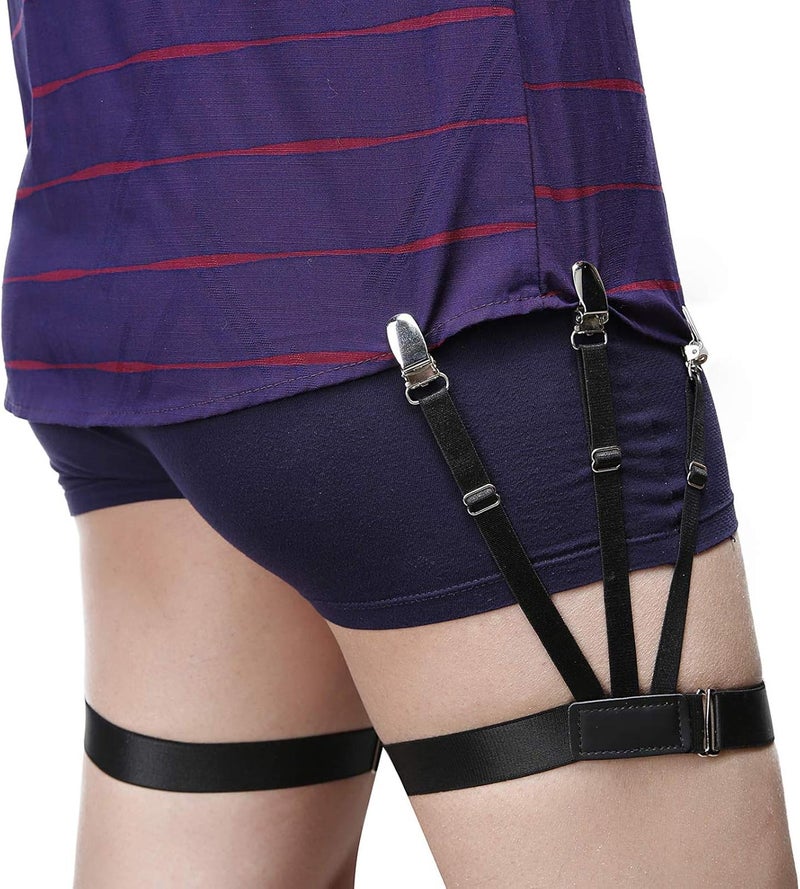 Kedofe Mens Shirt Stays Upgrade Adjustable Elastic Garter Military Shirts Holder with Non-slip Locking Clamps - Image 2